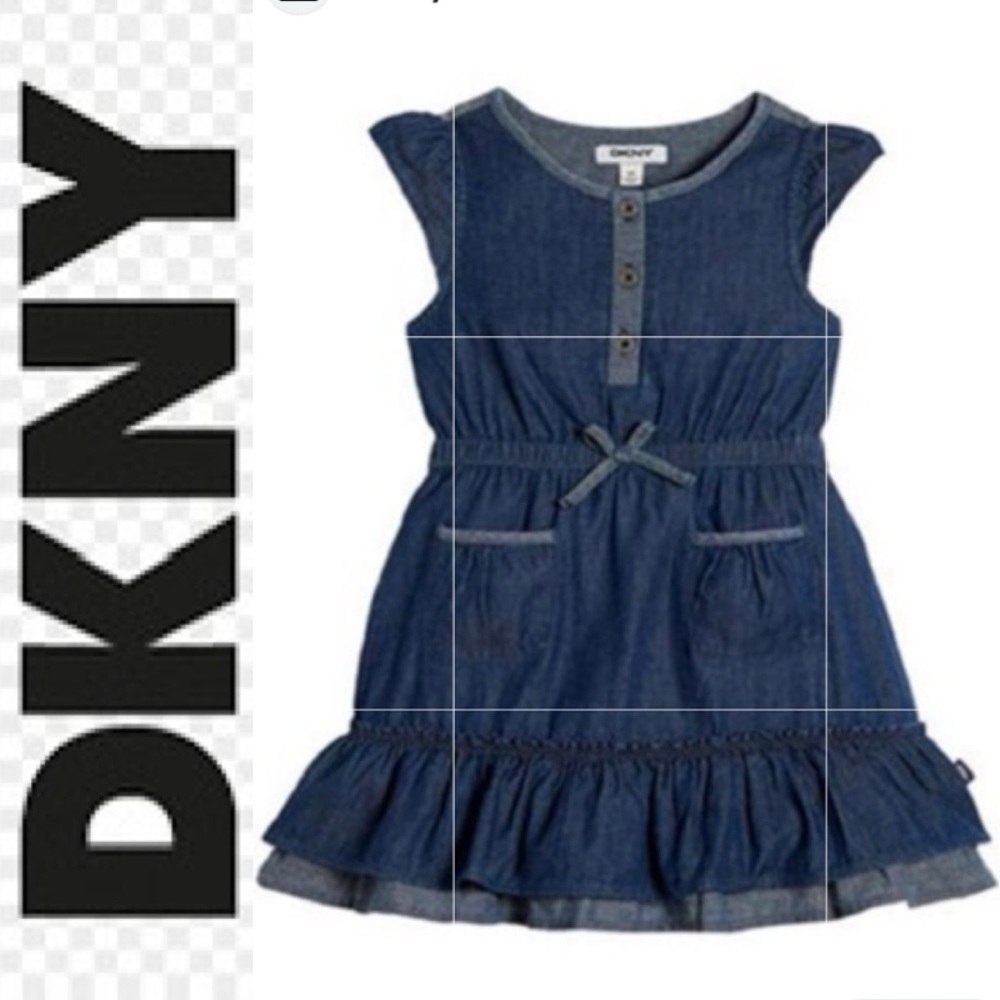 3/$30 DKNY Girls Denim Dress or Romper Dark Wash Ruffle Dress size 4T